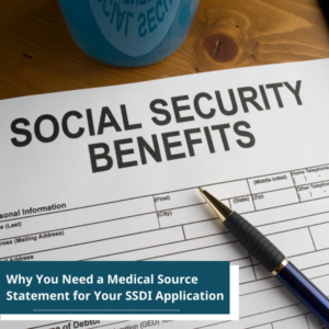 social security disability benefits form on top of a table